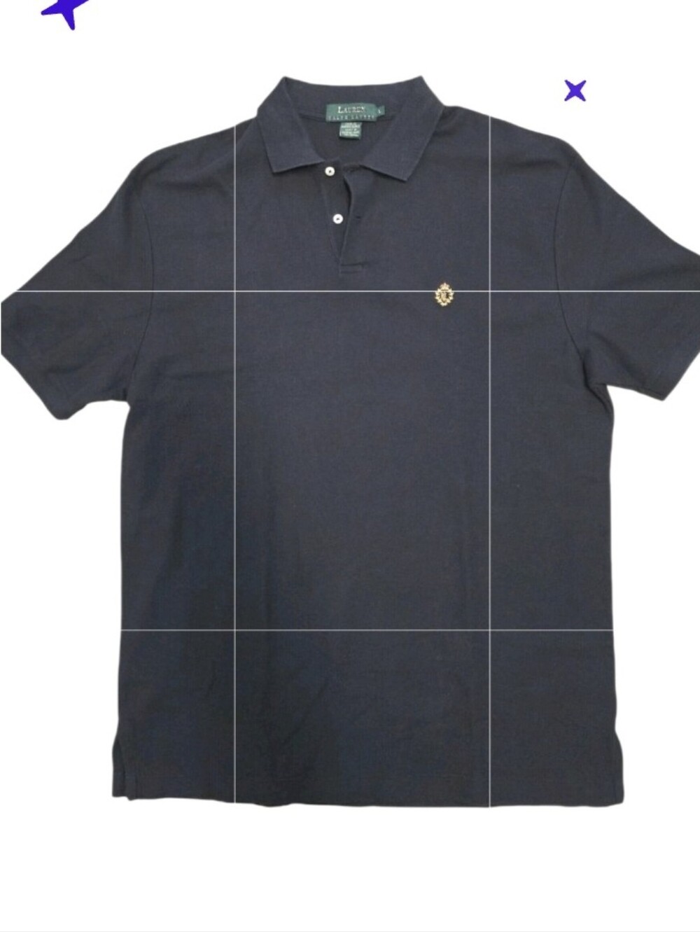 Lauren Ralph Lauren Navy Blue Polo Shirt Gold Crest Embroidery Size Large - Picture 1 of 8